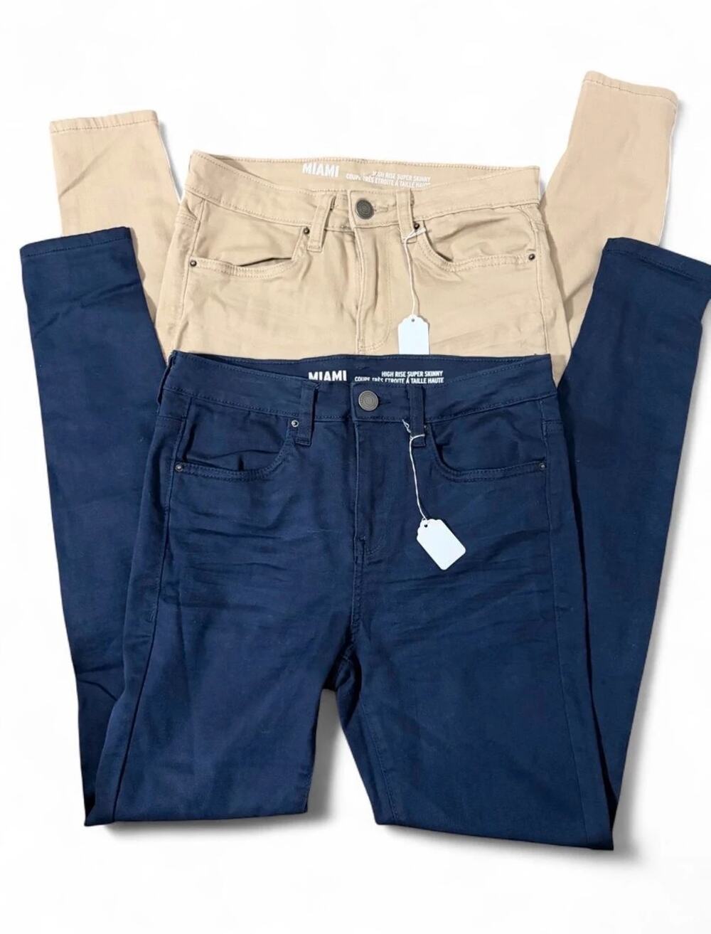 Minimalist High-Waisted Navy & Khaki Skinny Jeans 2 Pack Bundle Deal Size 7